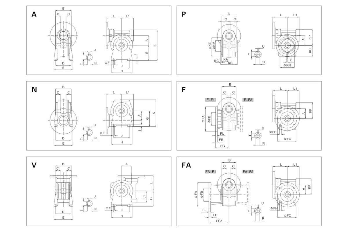 VF mounting size VF mounting size